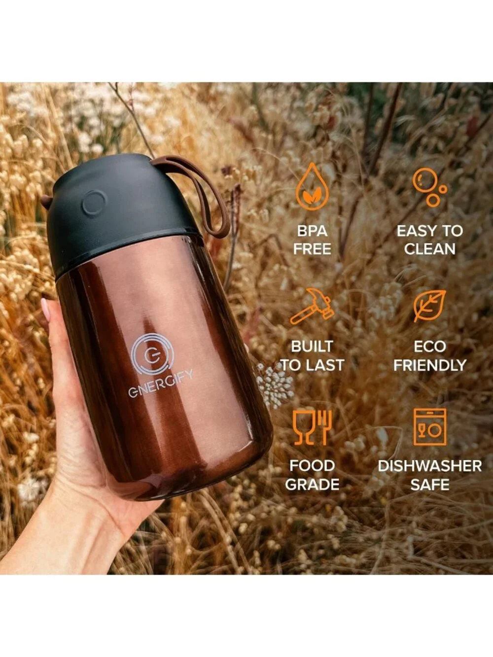 24oz Vacuum Insulated Food Jar with Spoon - BPA-Free, Leak Proof, Wide Mouth